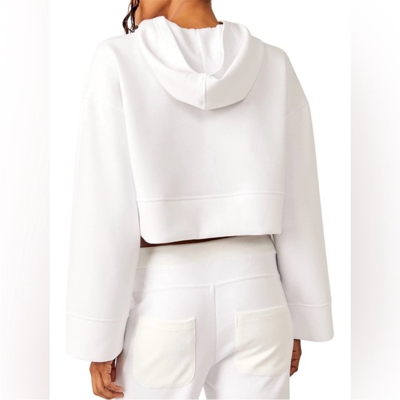Free People Bell Sleeve White Oversized Cropped Hoodie - Picture 4 of 15